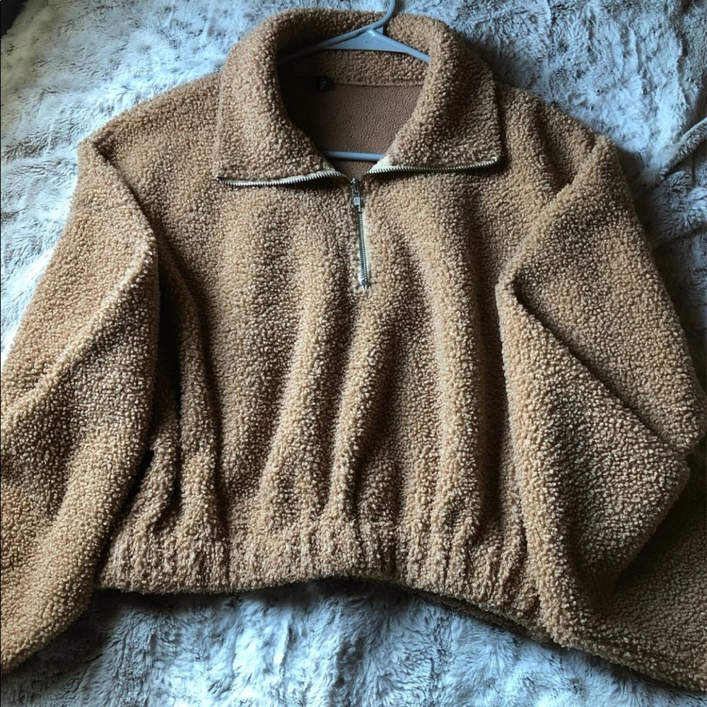 Cropped fuzzy sweater